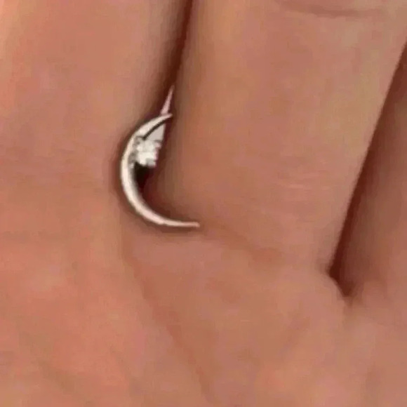 Silver Crystal Moon Cartilage Earring - Picture 3 of 4